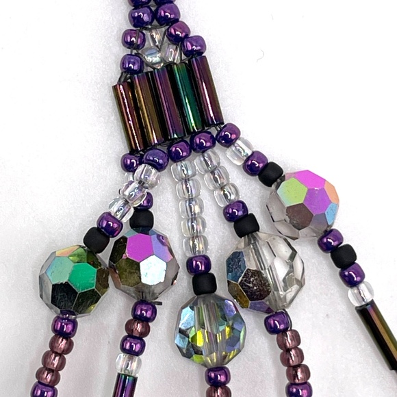 Hand Crafted Contemporary AB Crystal Czech Glass Duster Pierced Earrings - Picture 4 of 11